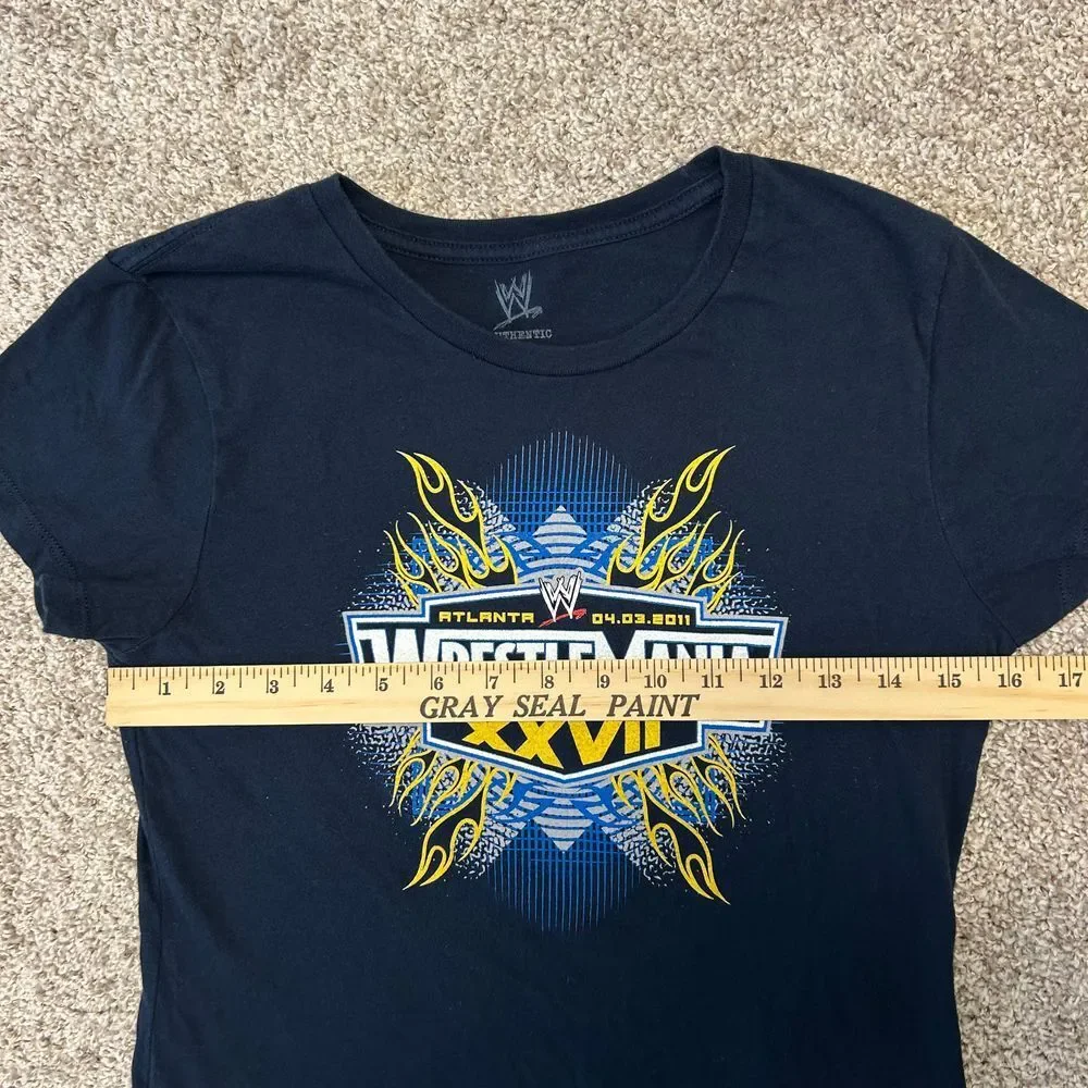 Wrestlemania XXVII 2011 WWE Double‎ Sided Shirt Women Size Large Atlanta Blue